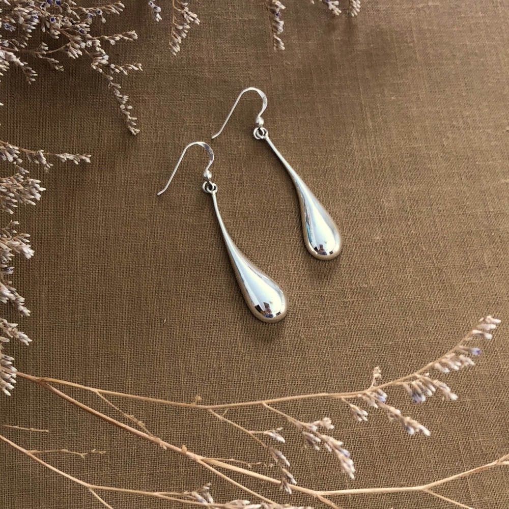 Long Raindrop Earring, Sterling Silver